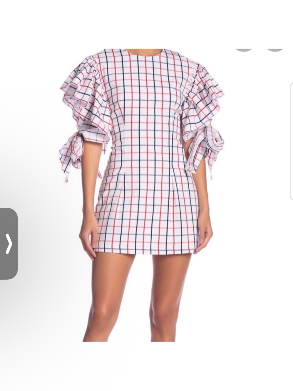 Anthropologie Grey Lab 100% Cotton Red Blue Gingham Mini Dress NWT Size L preppy